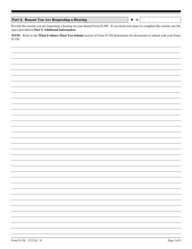 Request for a Hearing on a Decision in Naturalization Proceedings (Under Section 336 of the INA)