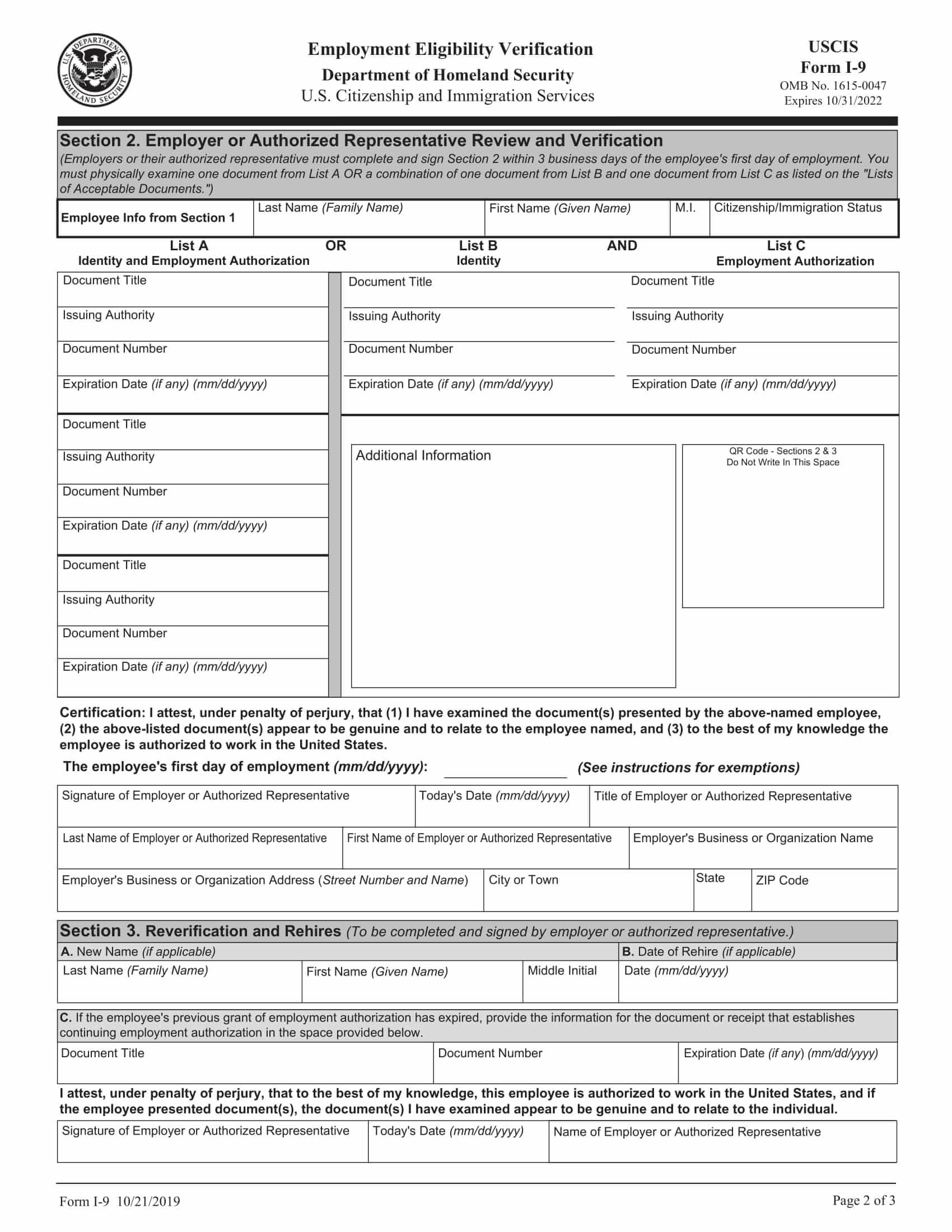 Blank Free Printable I 9 Form Printable Forms Free Online