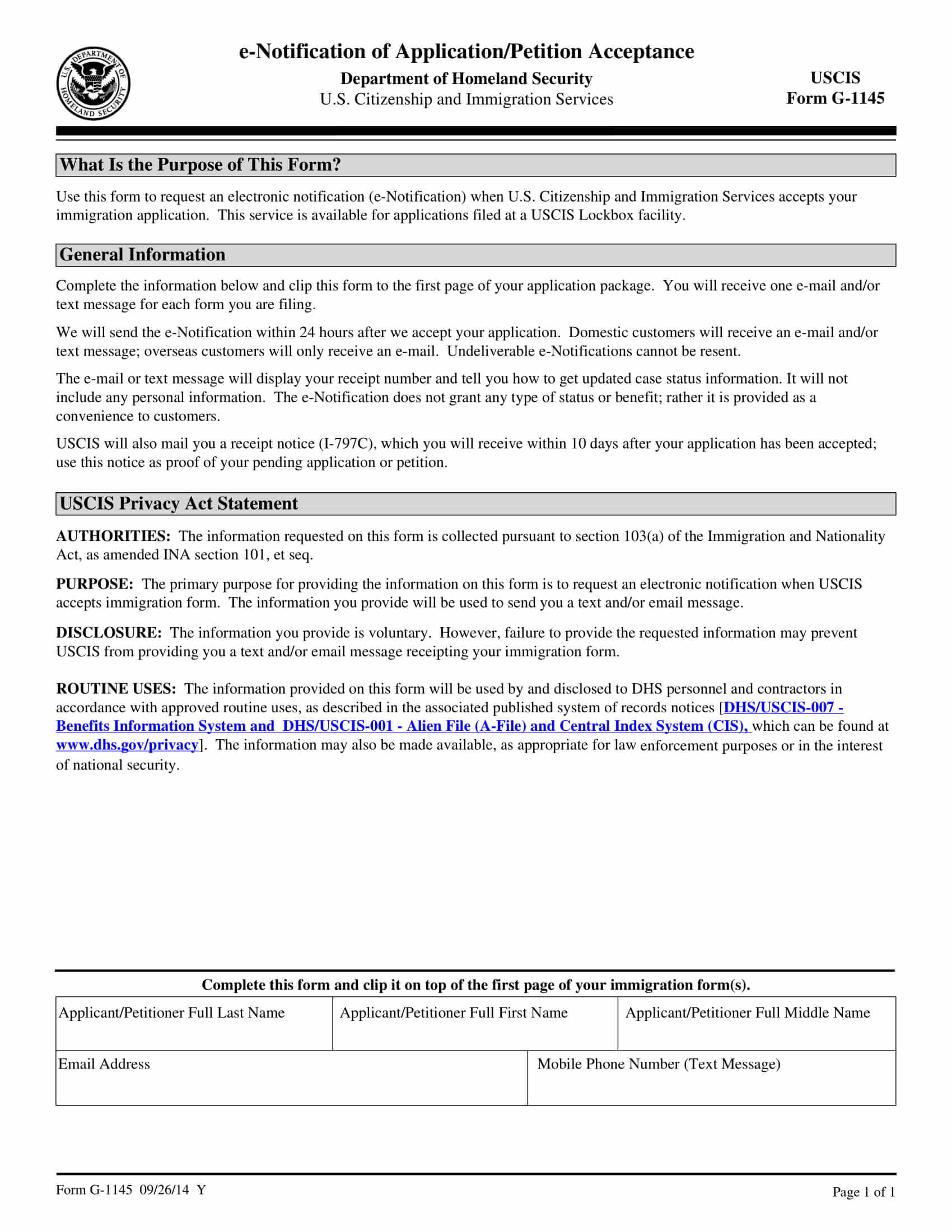 G-1145 Form Form G-1145