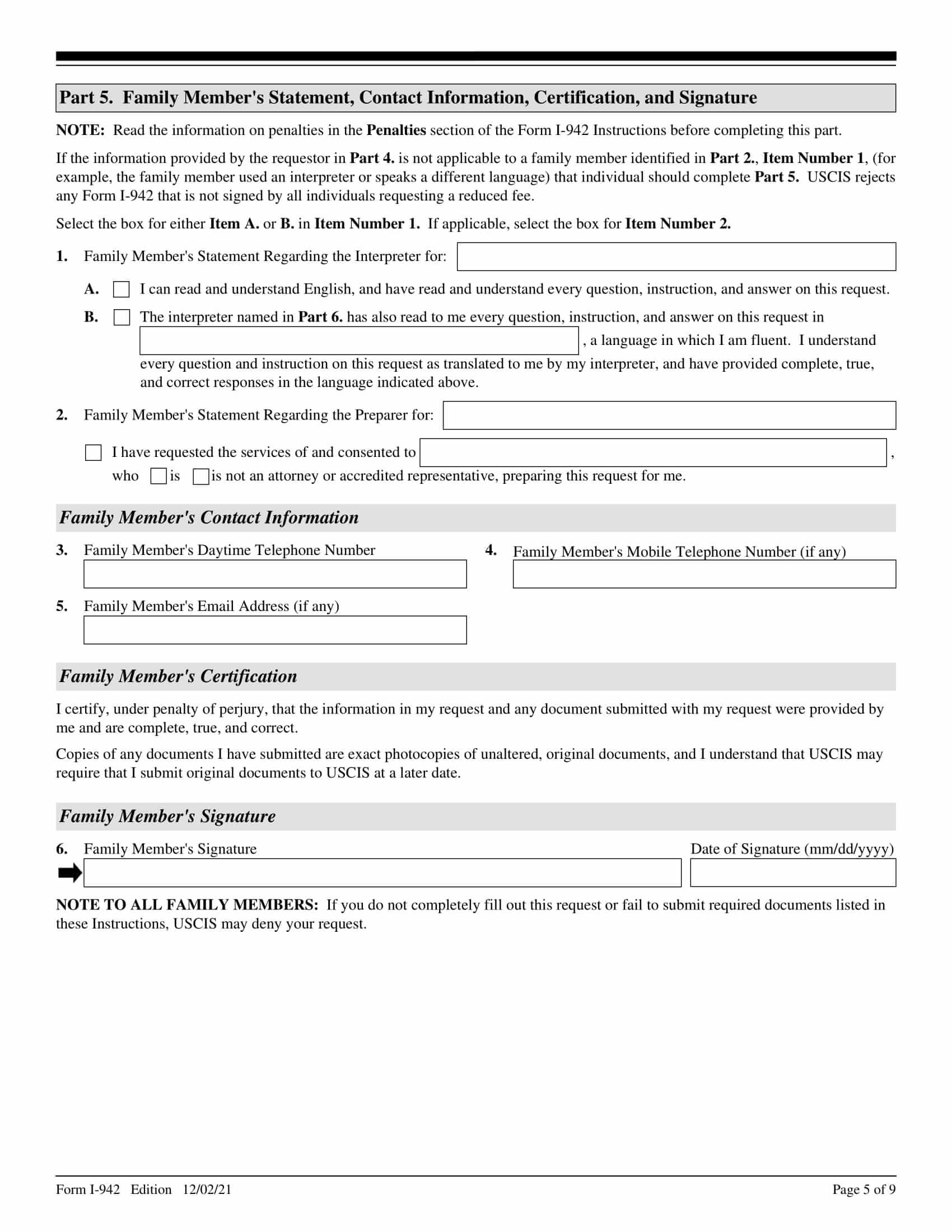 Form i 942 request for reduced fee usa immigrations