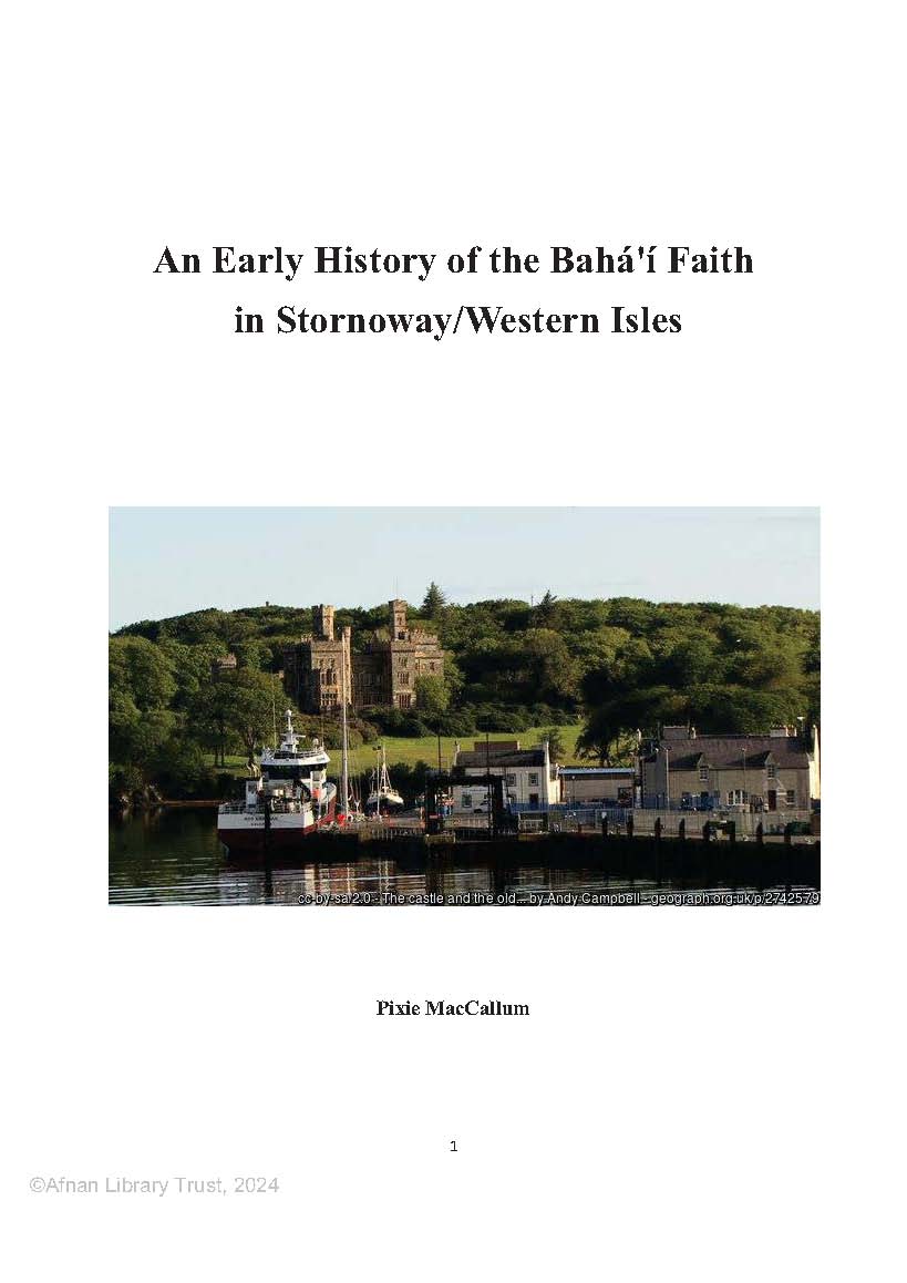 An Early History of the Bahá'í Faith in Stornoway/Western Isles