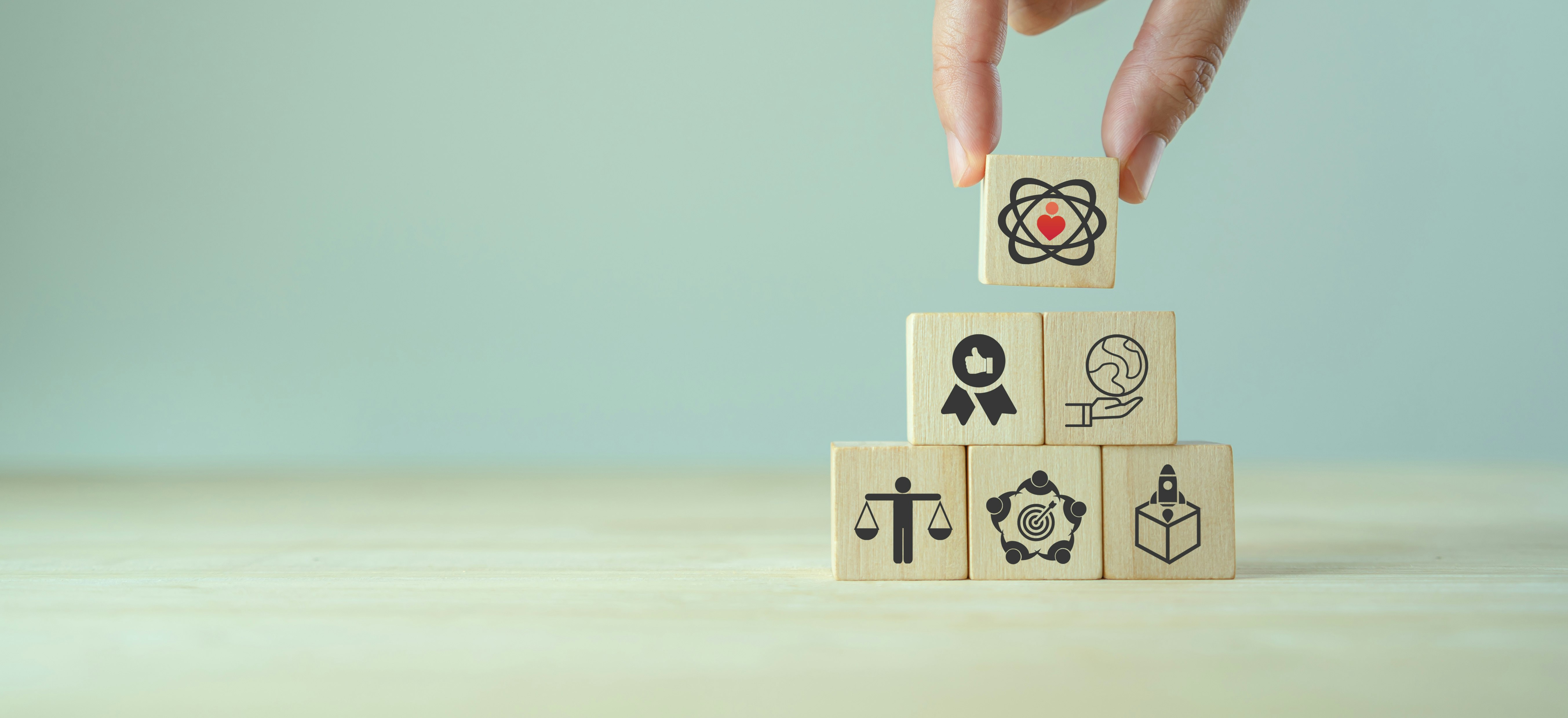 Blocks with different value icons being stacked