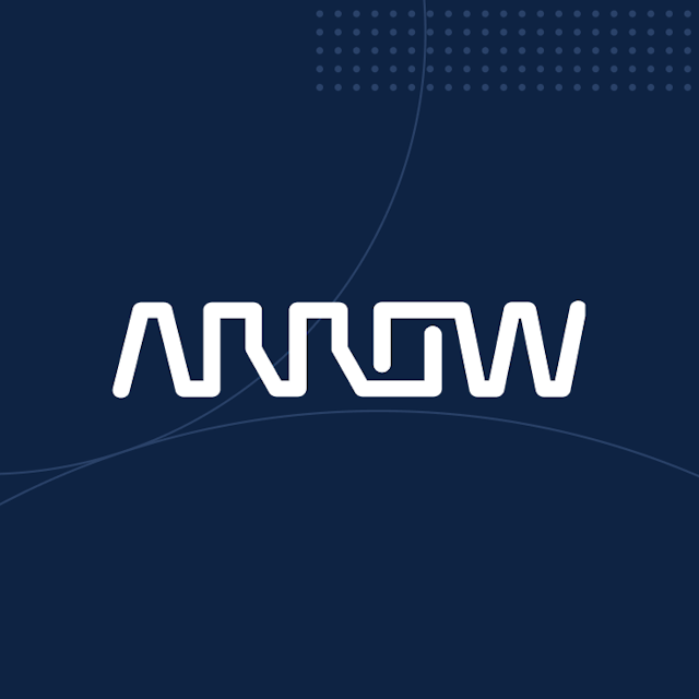 Arrow logotype on blue background