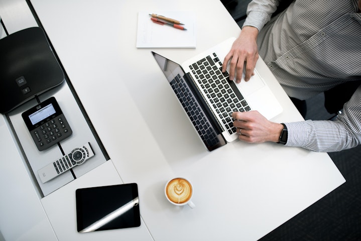 Man working on a laptop