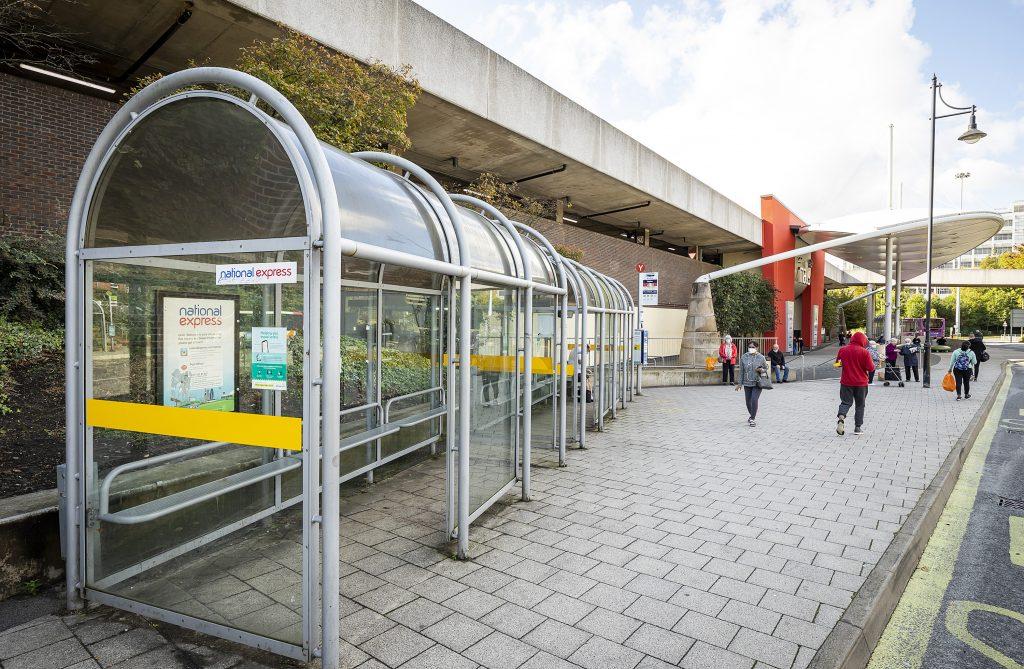 National Express coach stop outside The Malls