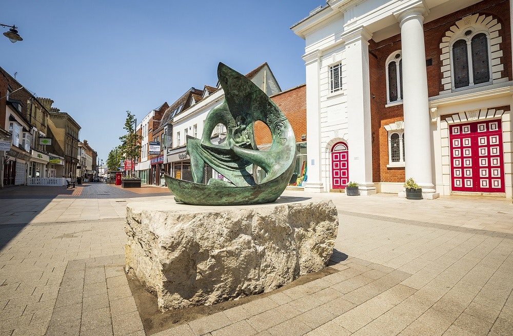 The family, a piece of public art located in Basingstoke town centre.