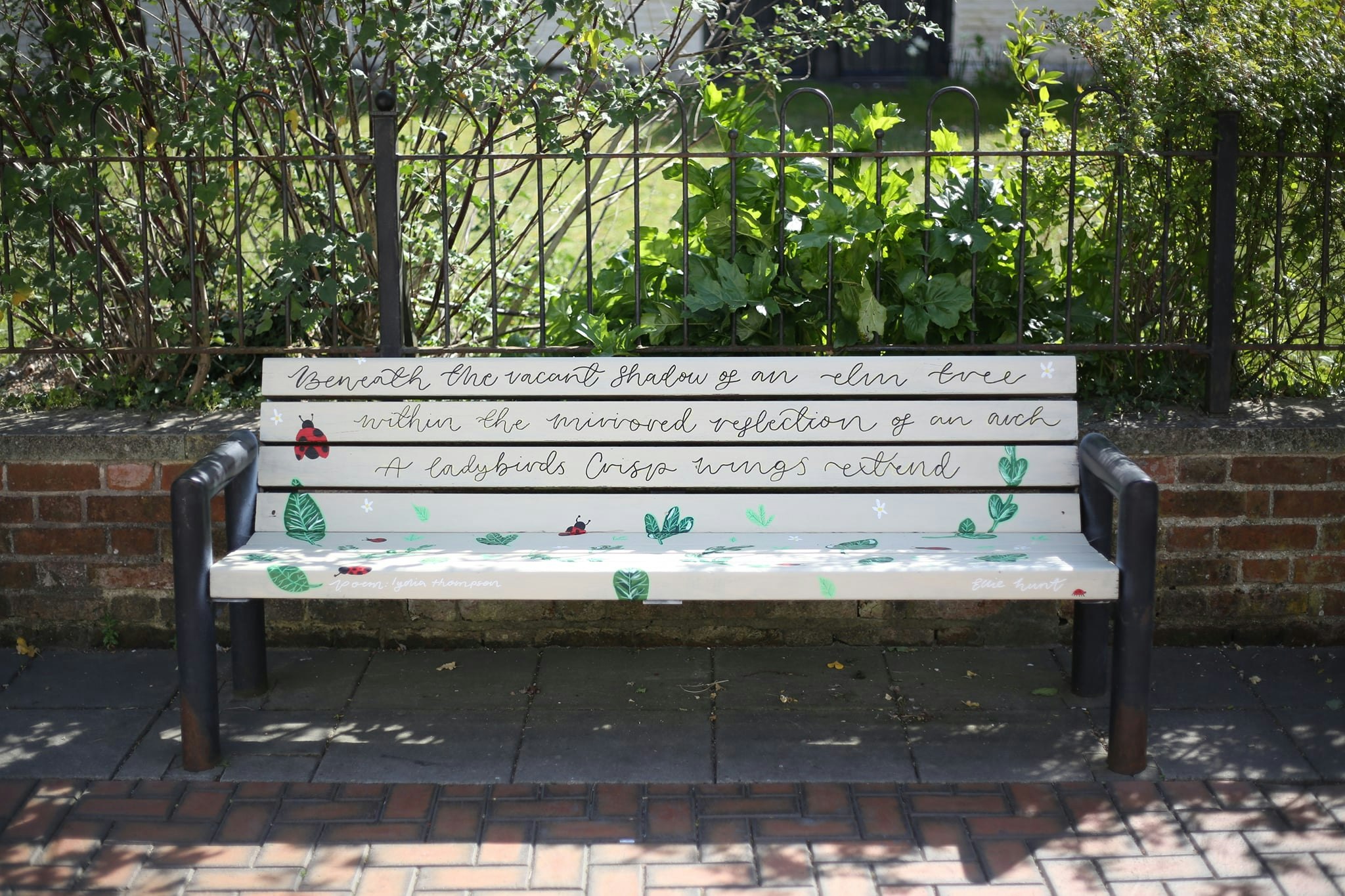 Laura Fisher art on a bench