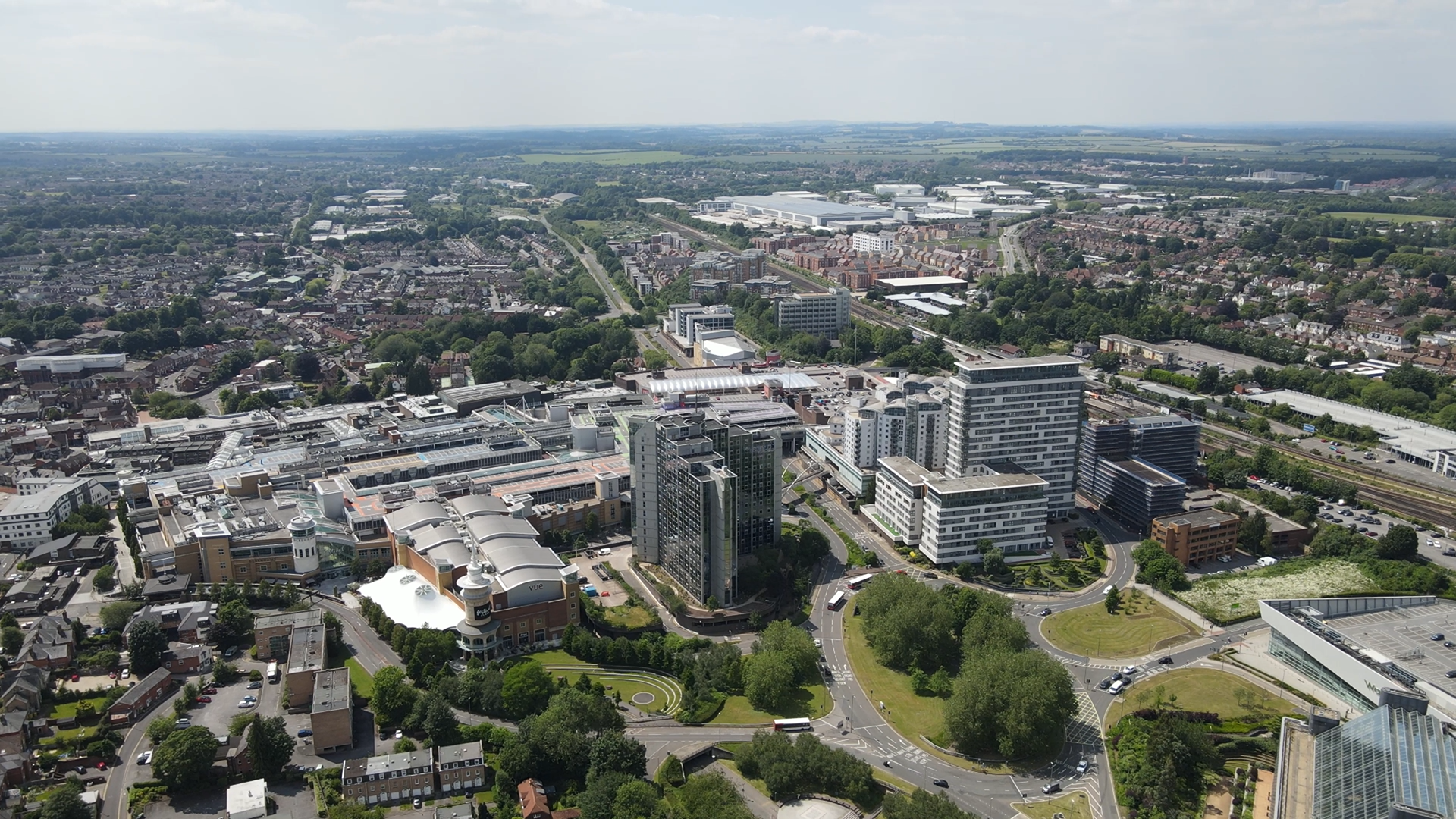 The town centre from the air