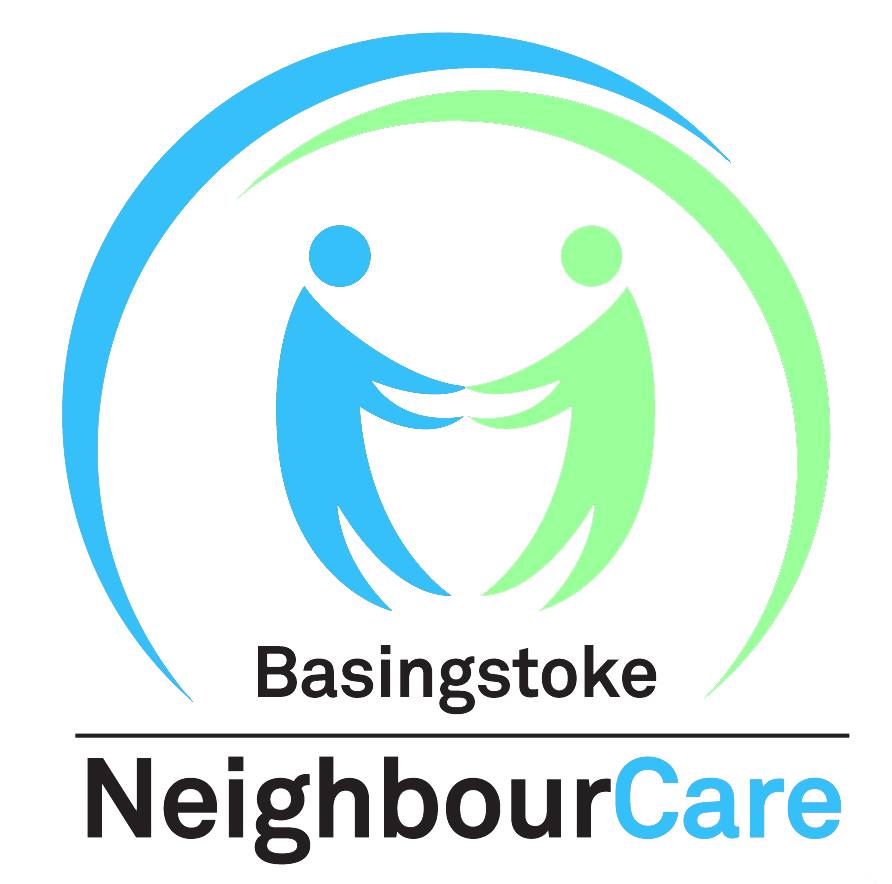 Logo with a white background. An illustration show a blue body shape and green body shapre holding hands, the colours then swirl around the people characters.