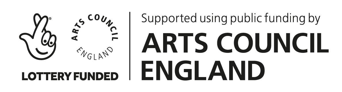 Black logo with text reads Arts Council England