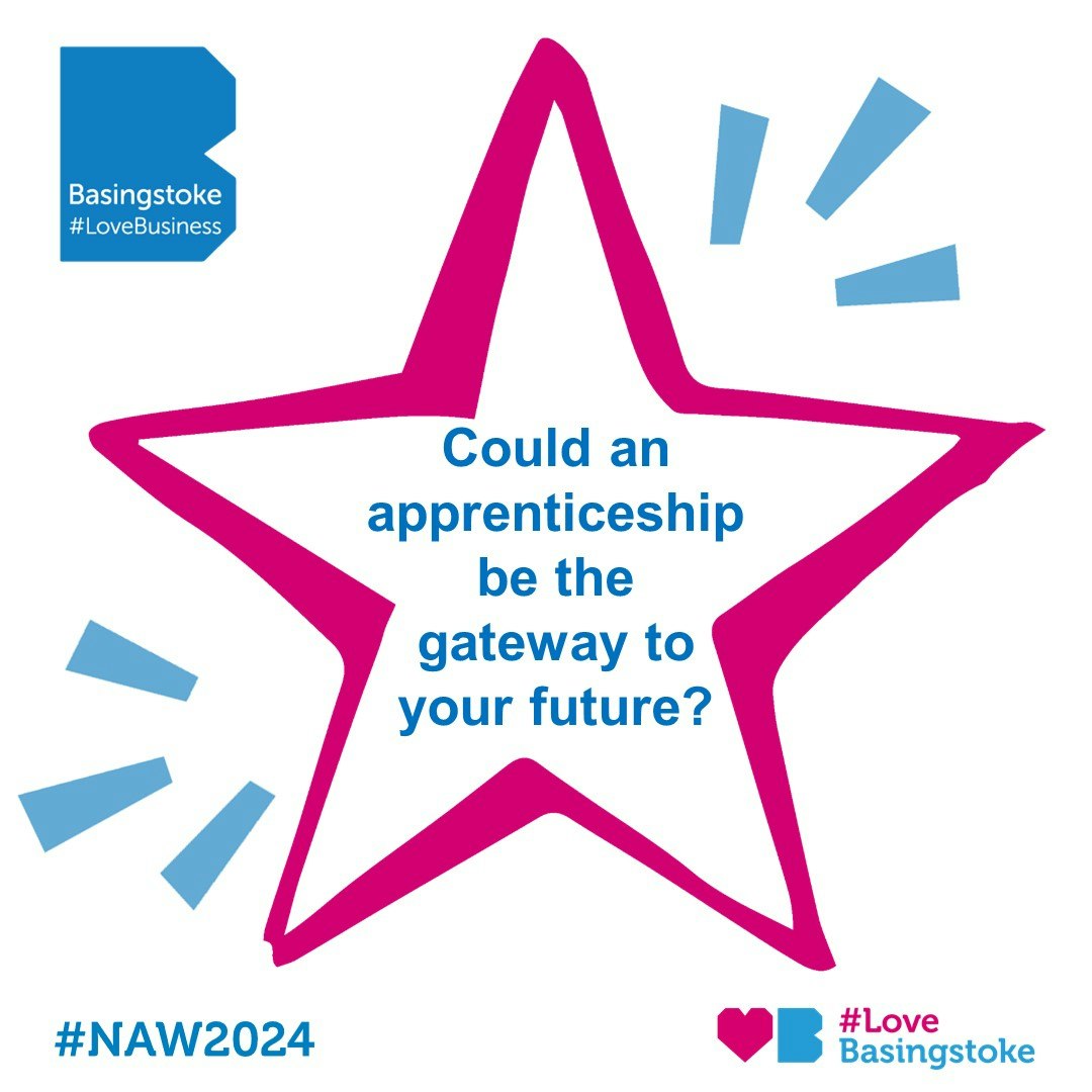 A pink star with the words in 'Could an apprenticeship be the gateway to your future?'