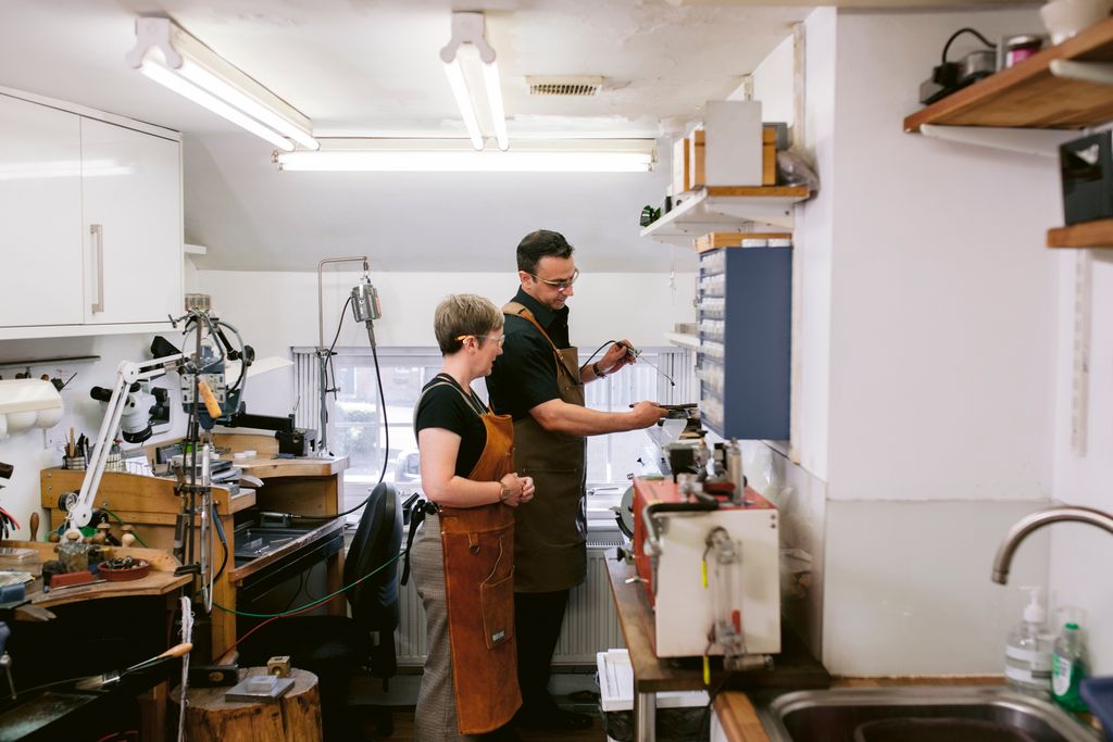 Petra Jewellery - two people making jewellery