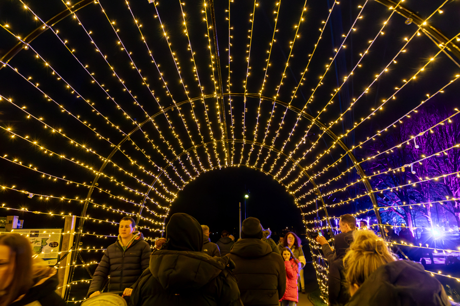 The light tunnel at the entrance to War Memorial Park