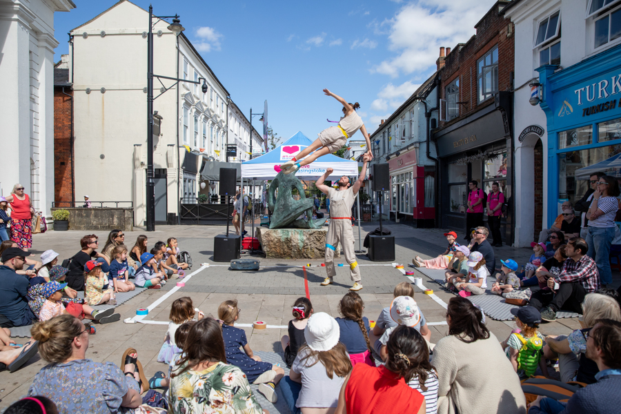Tape That performing in London Street as part of Basingstoke Festival 2024