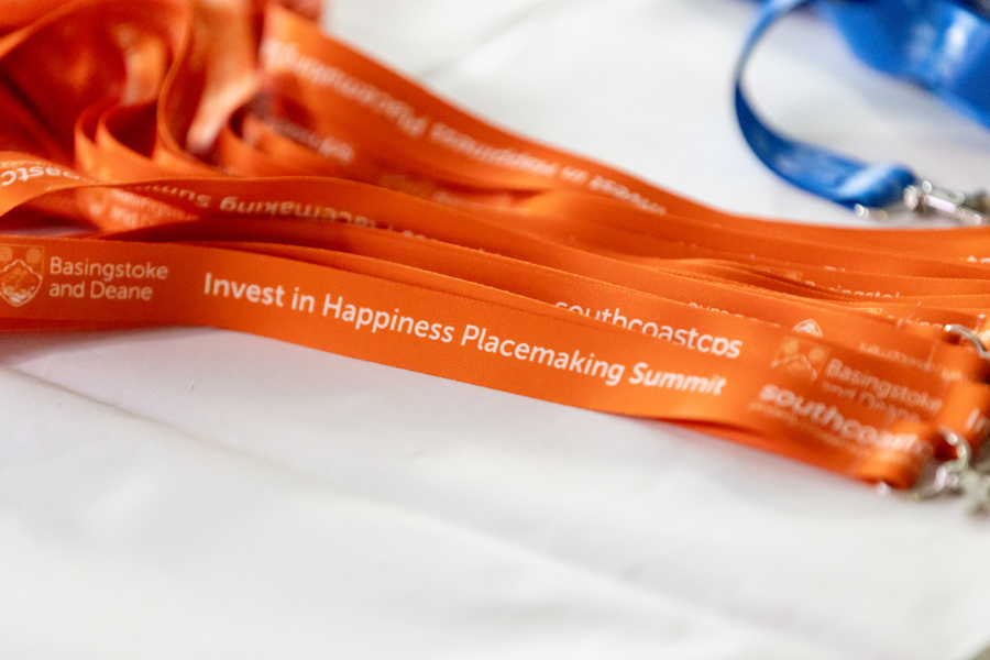 A collection of lanyards for the placemaking summit