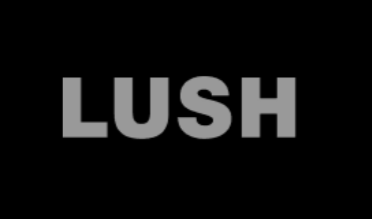 Black background grey text reads "LUSH".
