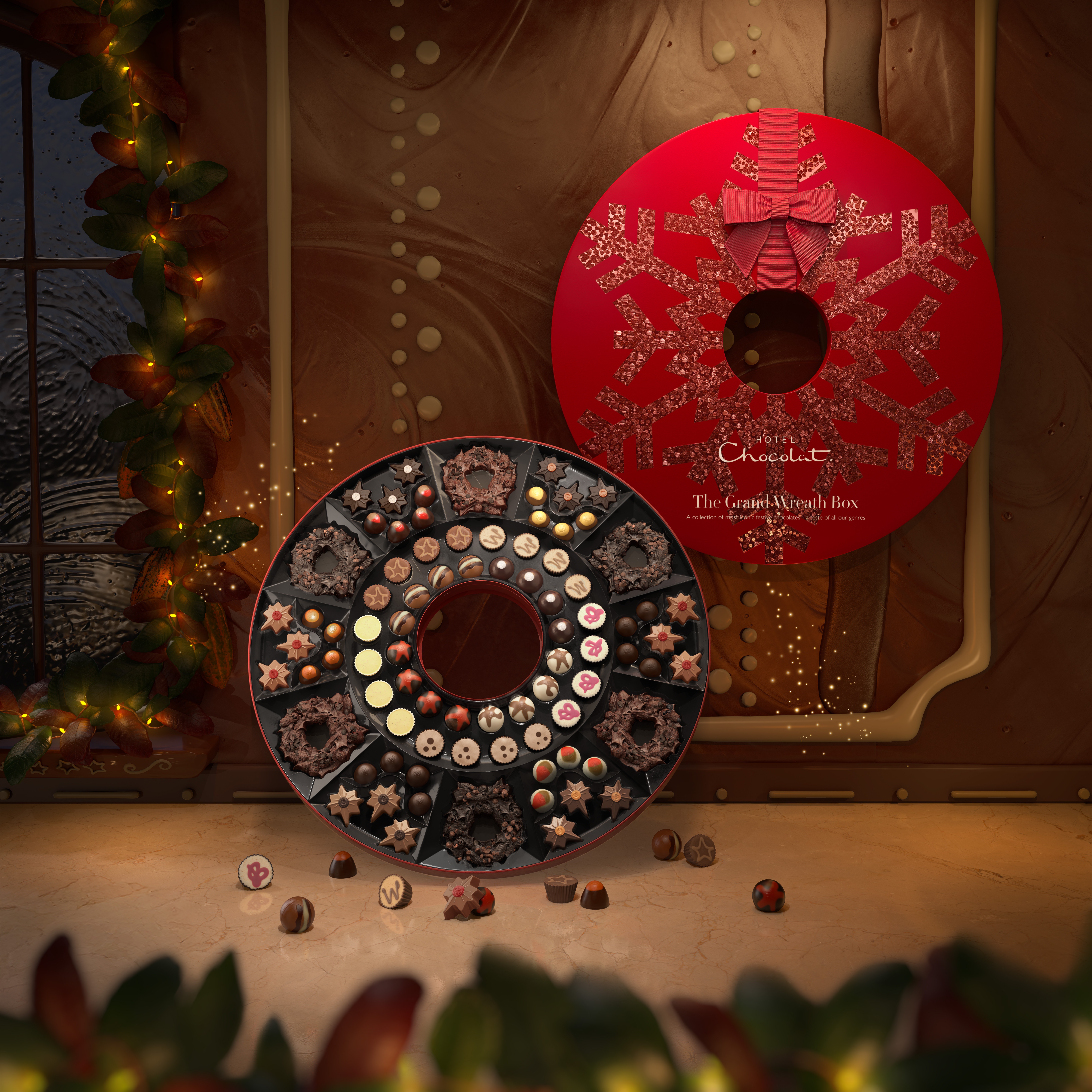 A christmas chocolate wreath.