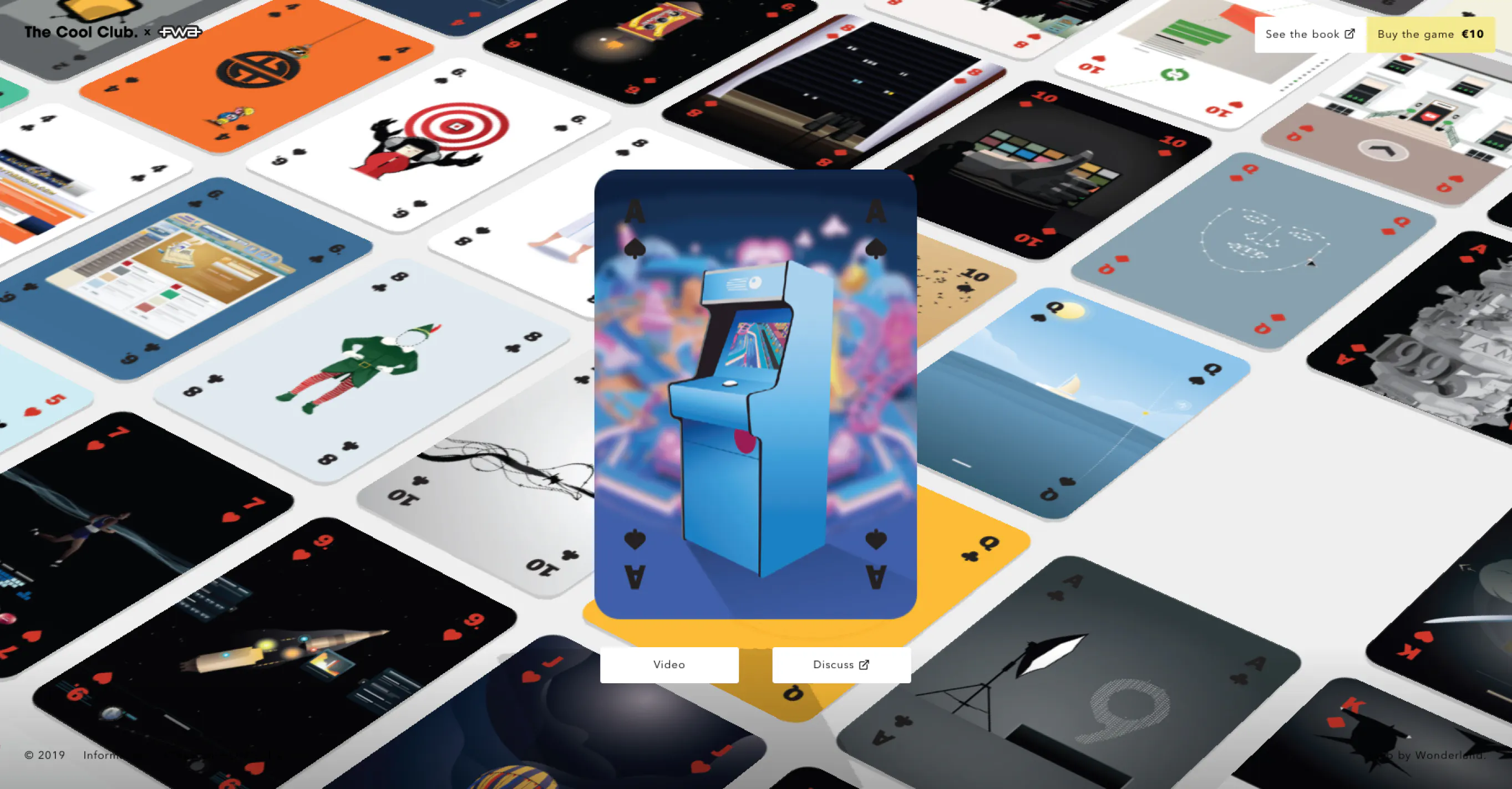 Page capture of cards from FWA x The Cool Club