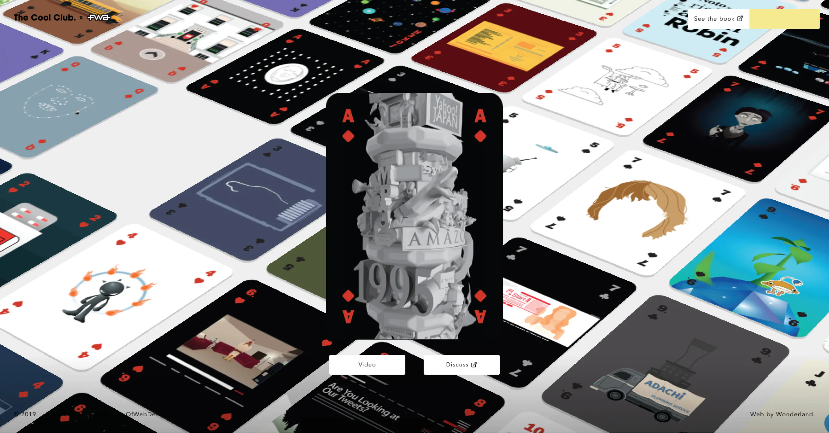 Page capture of cards from FWA x The Cool Club