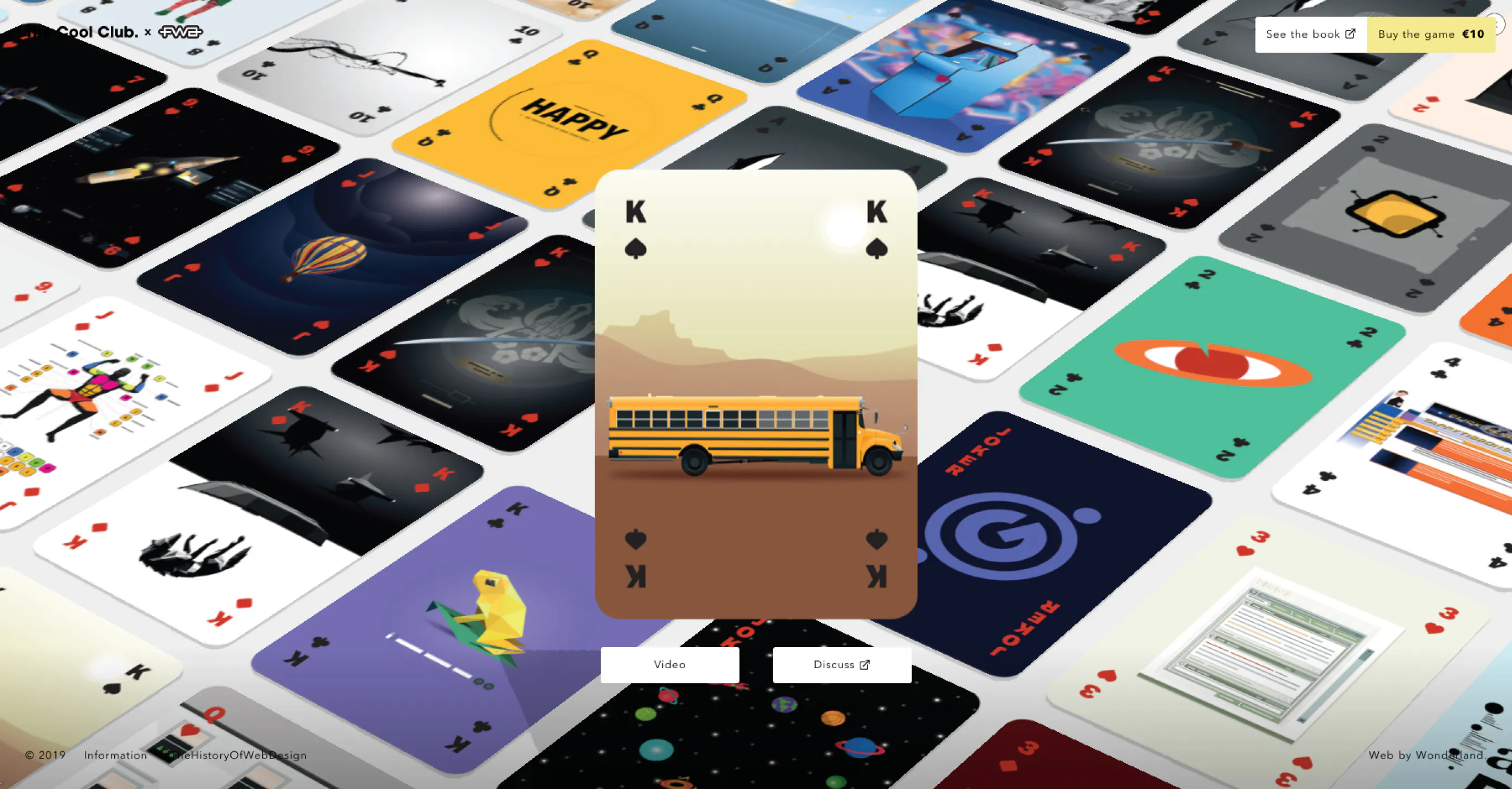 Page capture of cards from FWA x The Cool Club