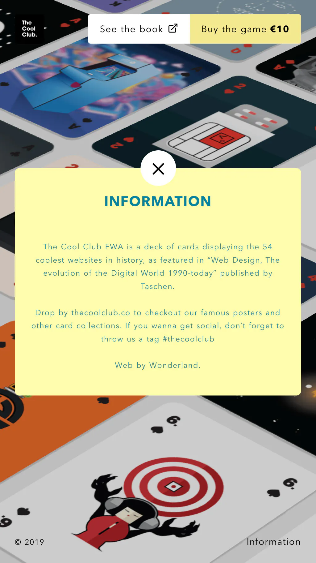 Page capture of information card from FWA x The Cool Club