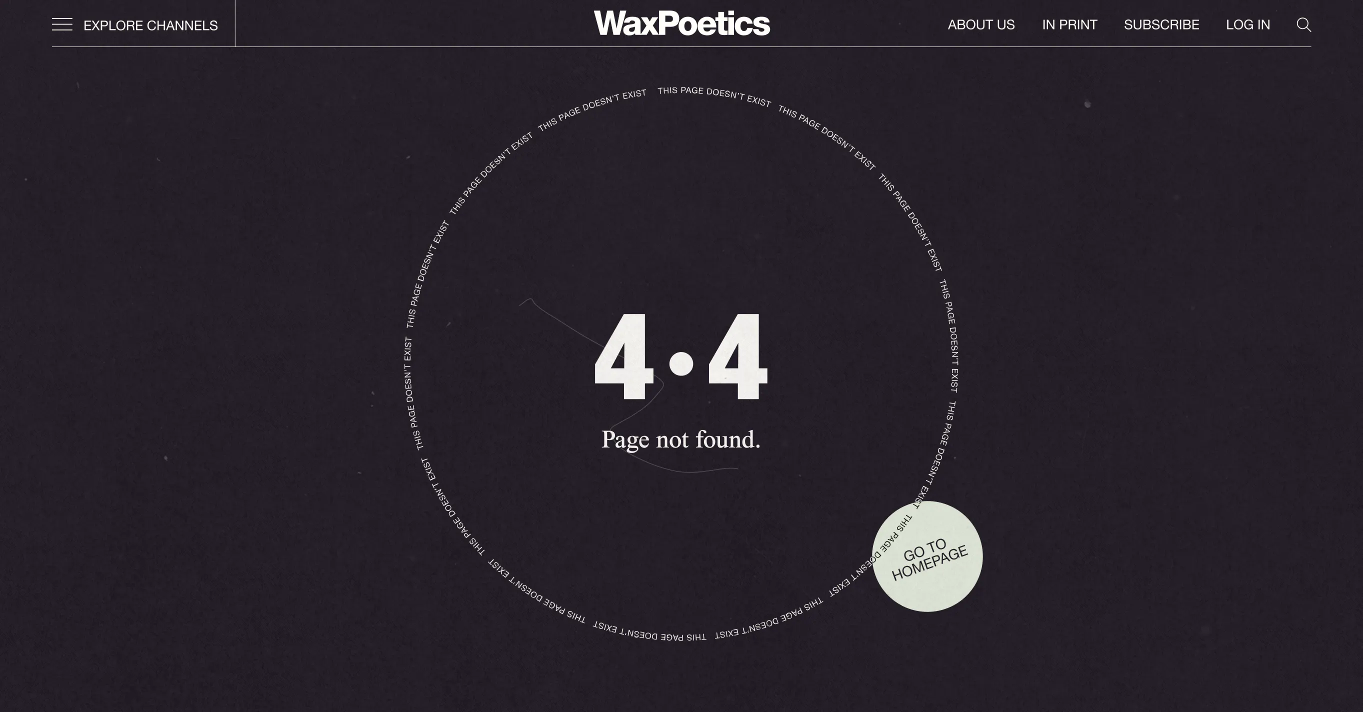 Error page from wax poetics website