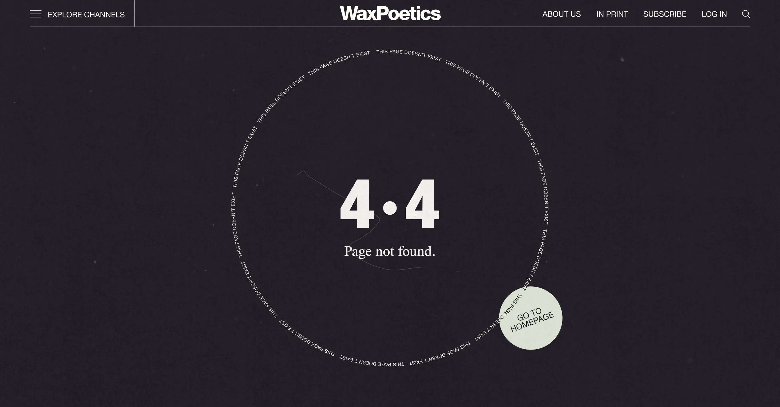 Wax Poetics (Work page) Error page from wax poetics website