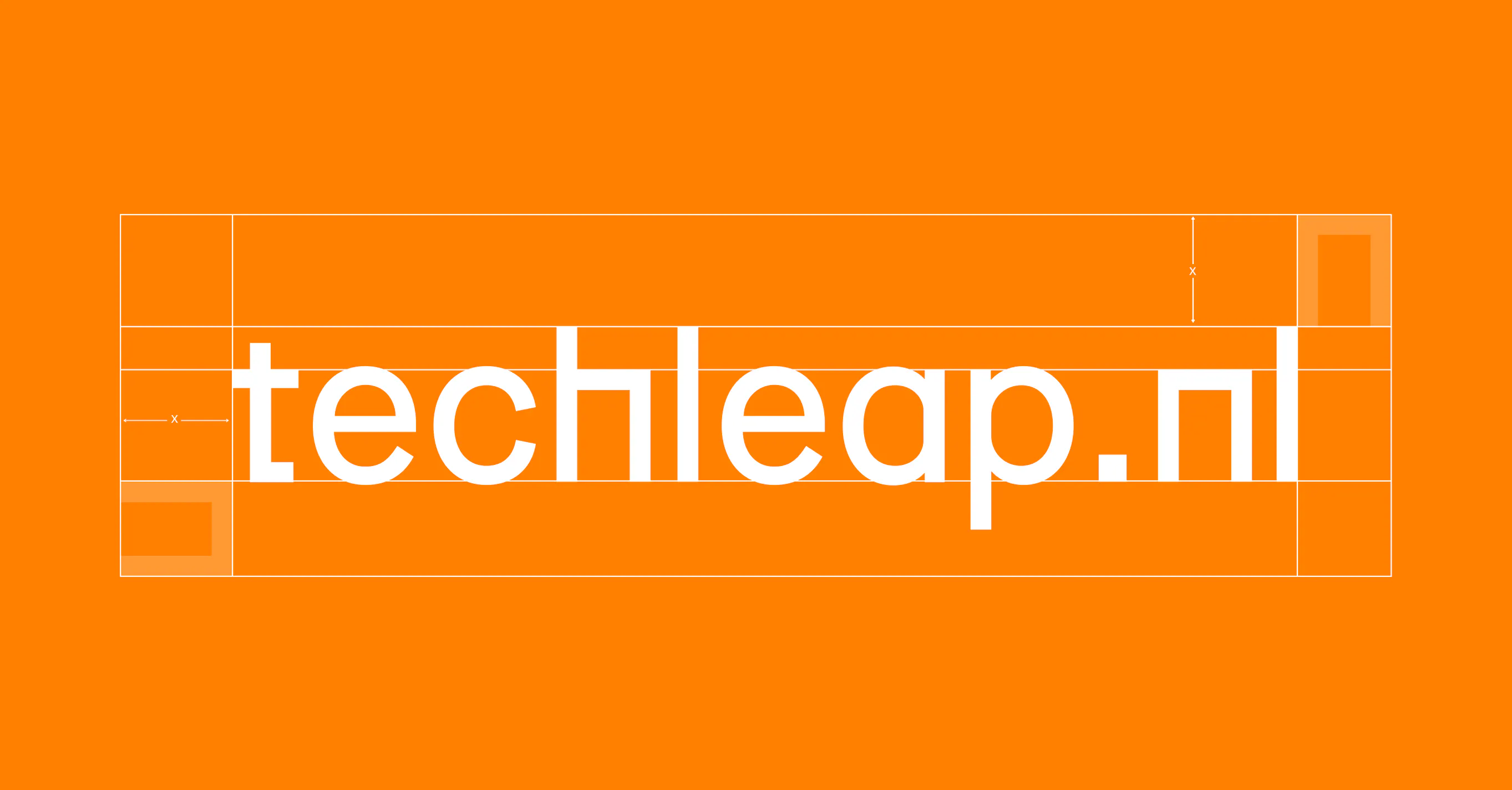 Orange background with centered techleap logo in white