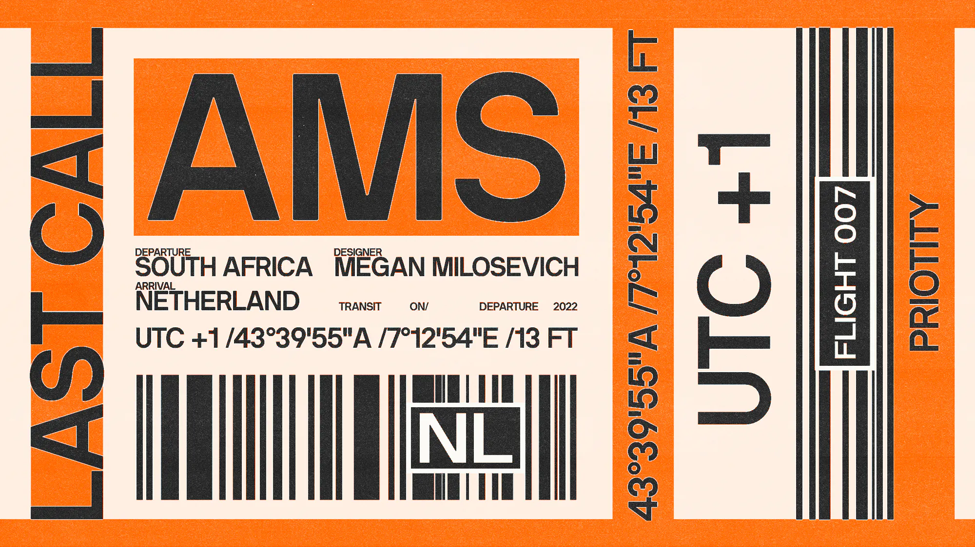 A visual in the theme of boarding pass illustrating the article Megs in Amsterdam (Idea Page)