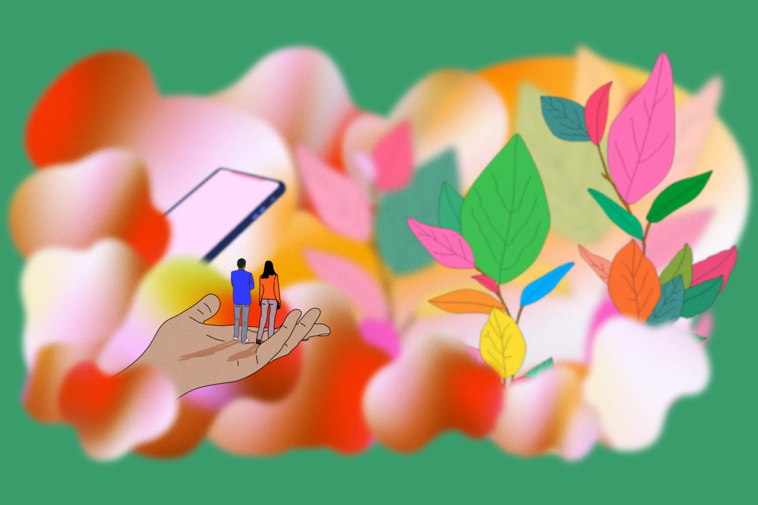 Using Digital as a Platform for Good Nature inspired colour illustration presenting an article about Using Digital as a Platform for Good