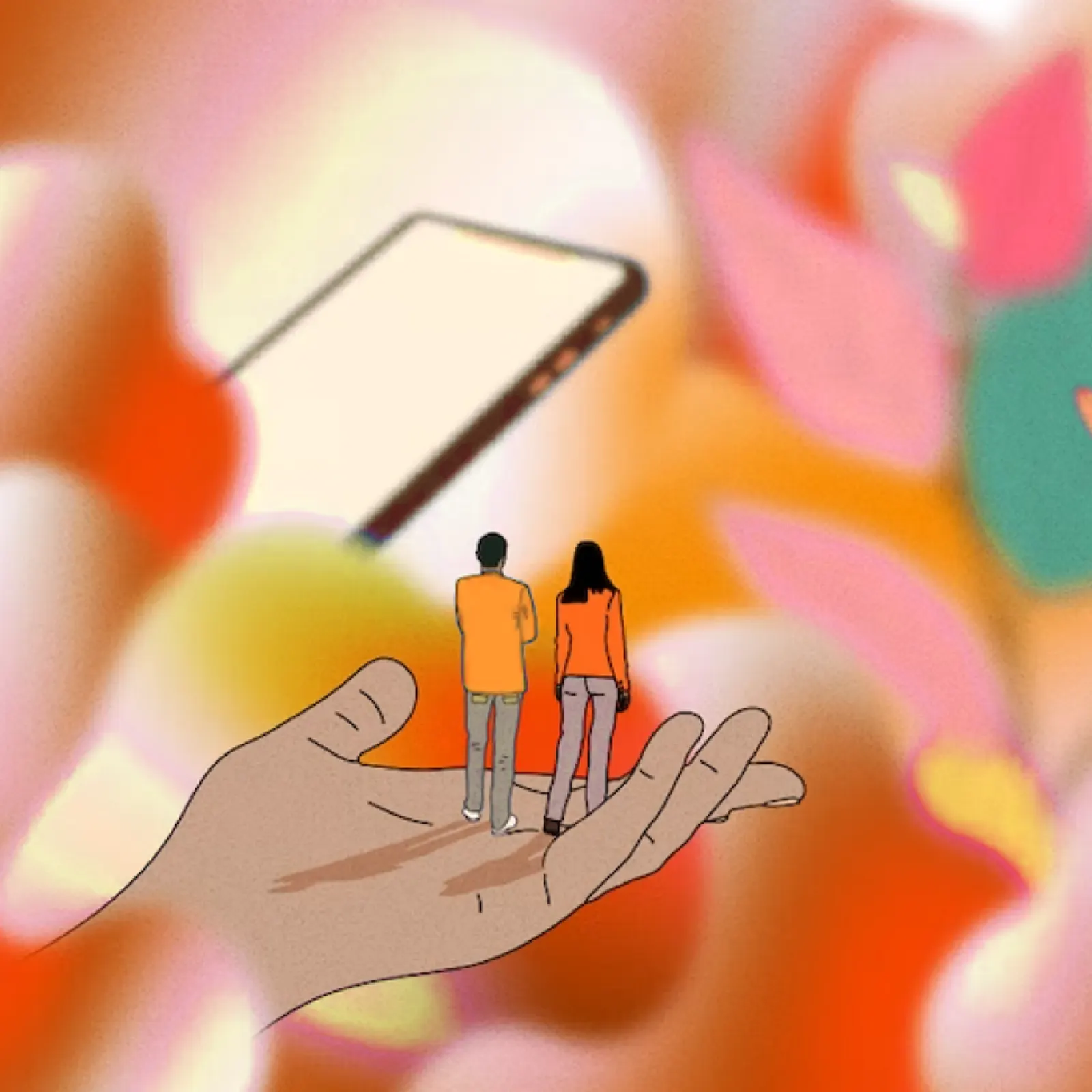 Two tiny people on a human hand - Using Digital as a Platform for Good (Idea Page)