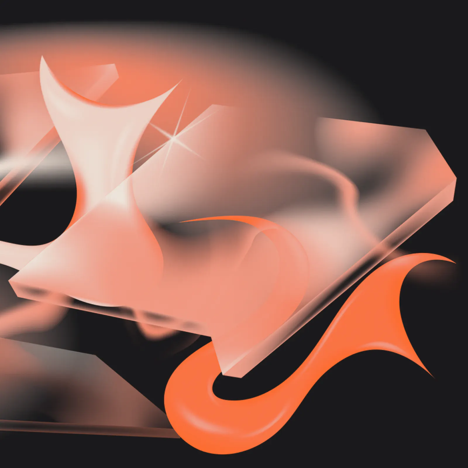 Swirling orange and black shapes -Let creativity flow, with all its twists and turns