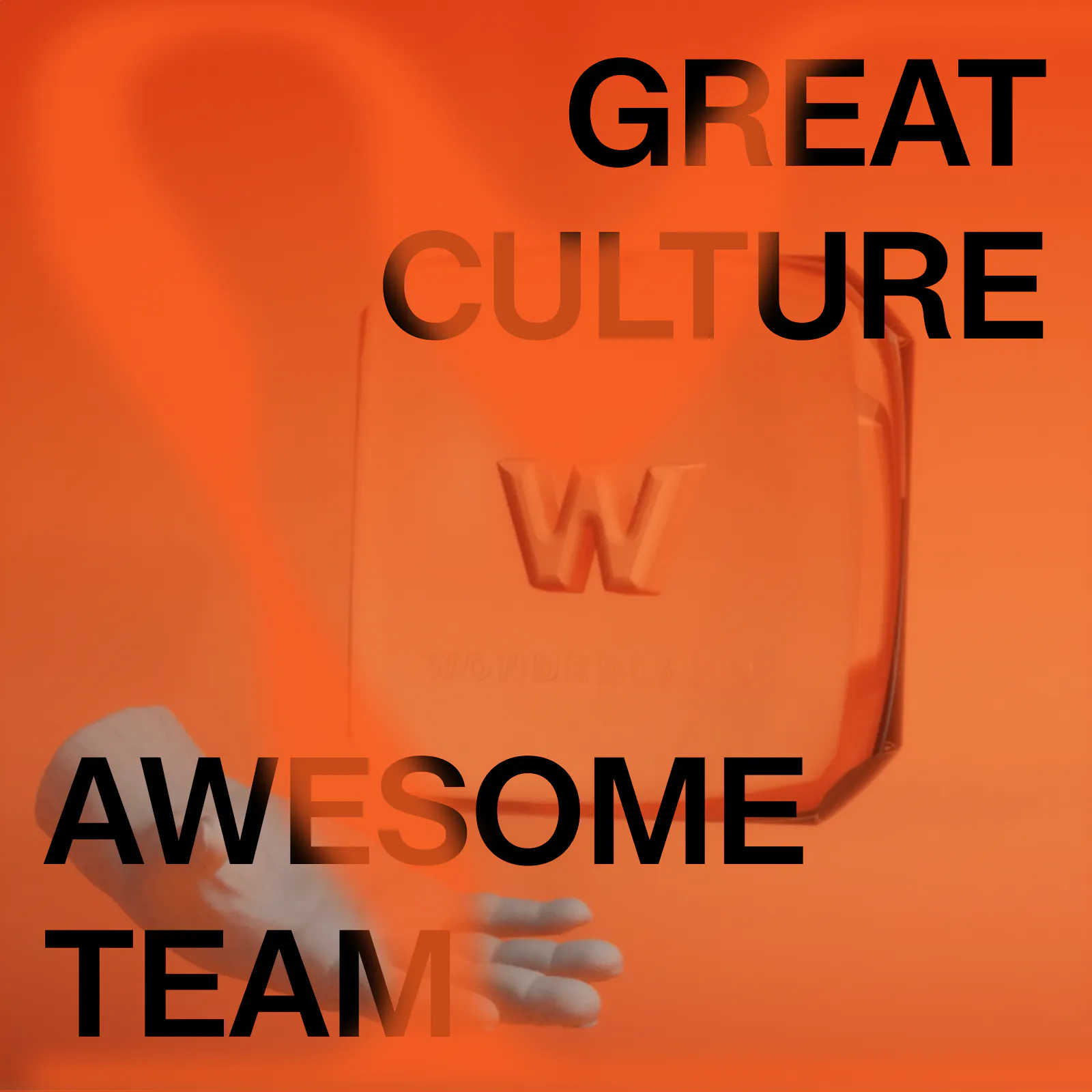 Awesome Team, Great Culture text on orange background - Why Wonderland?
