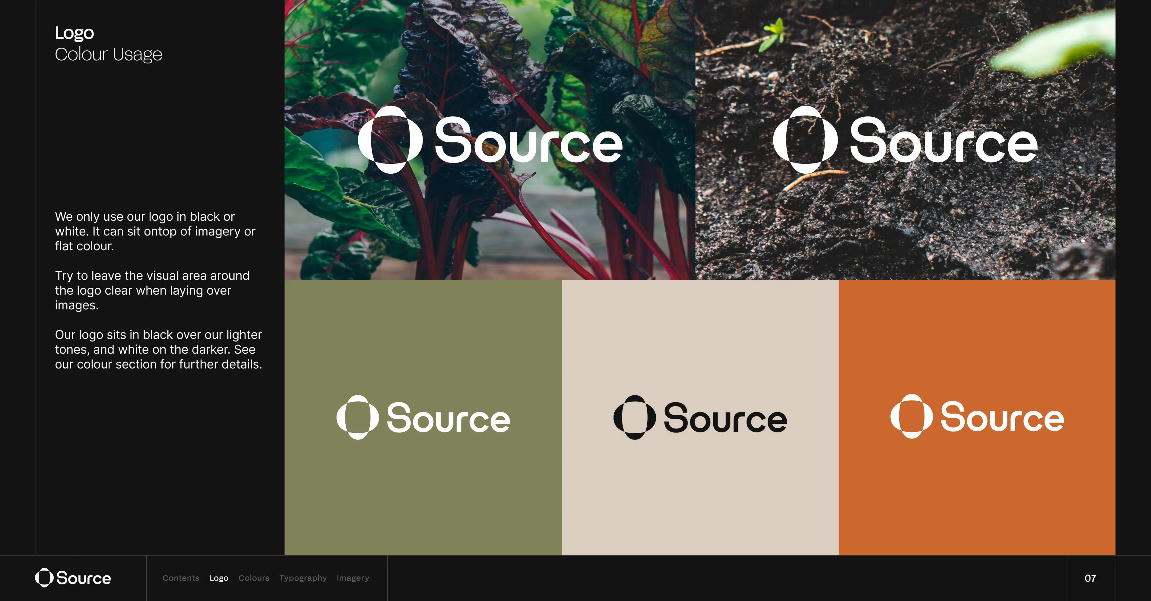Project content with natural colours and Source.ag logo - Source.ag (Work page)