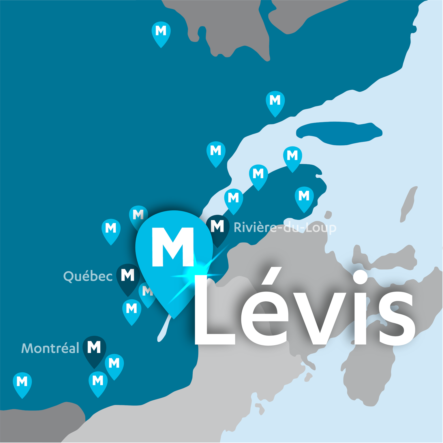 Plan du réseau de terminals du Groupe Morneau