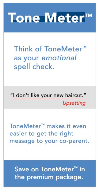 OurFamilyWizard ToneMeter feature telling a user that the phrase "I don't like your new haircut" would be upsetting to the other parent.