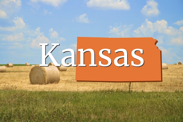 Kansas field with hay bales
