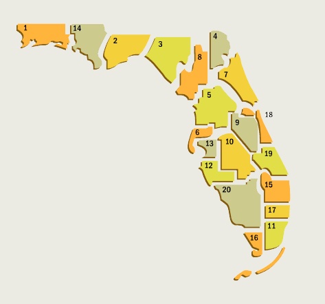 Map of Florida Circuit Court regions