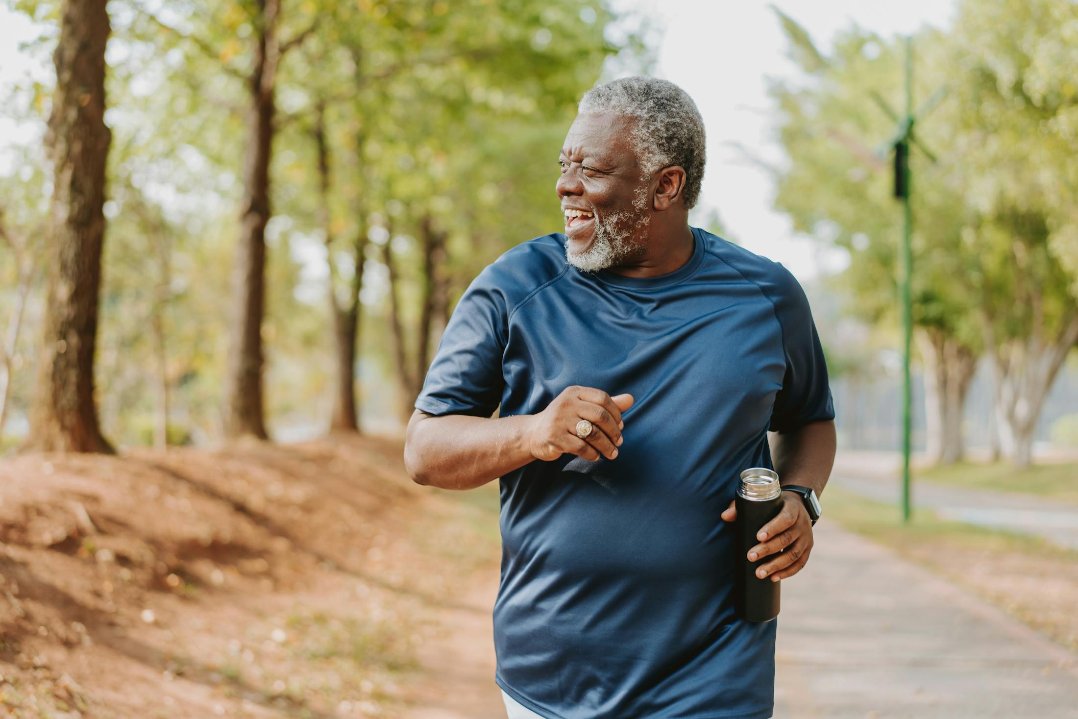 Older man going on a run