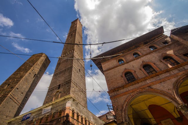 Top view of two towers of Bologna