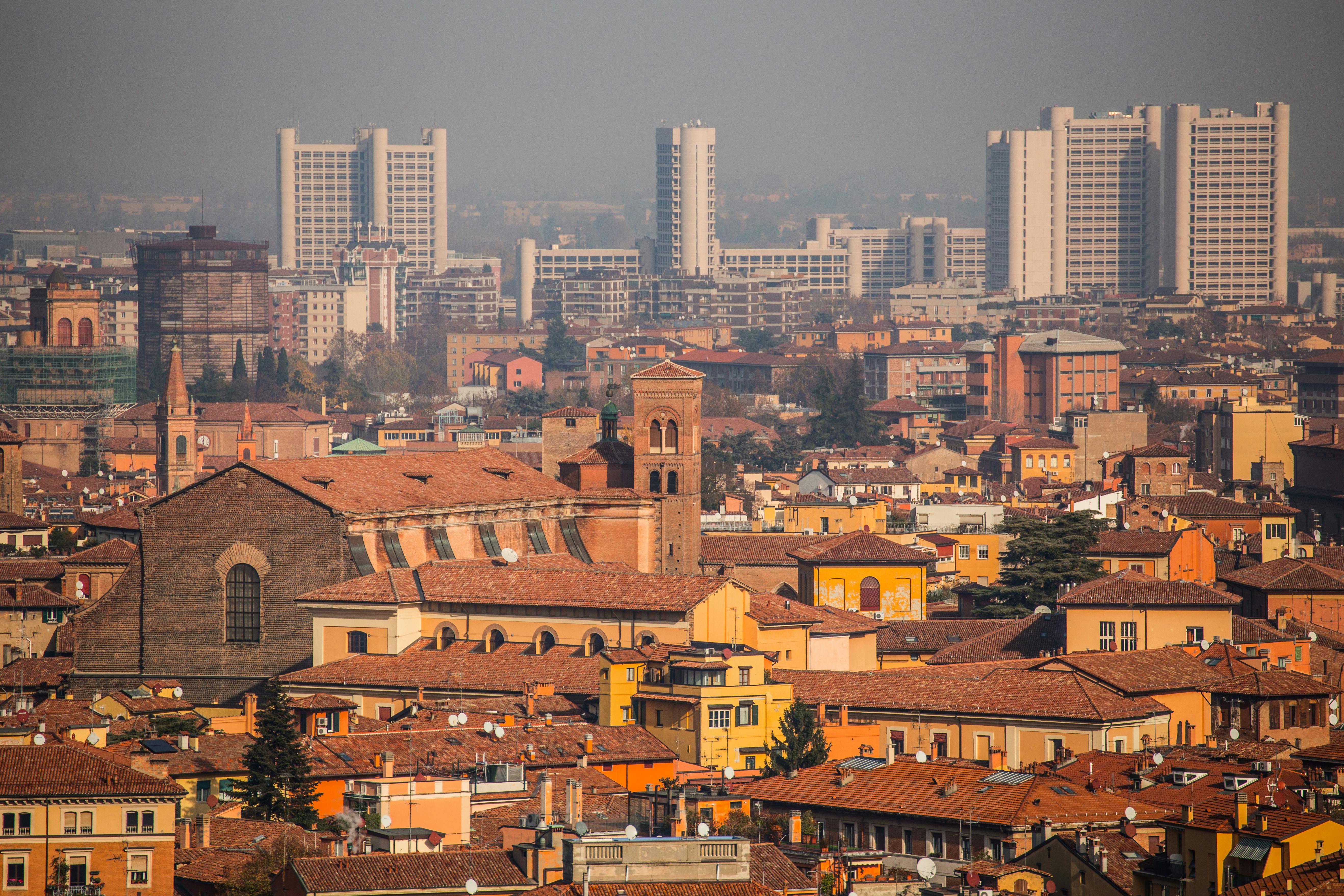 Center of Bologna seen from above