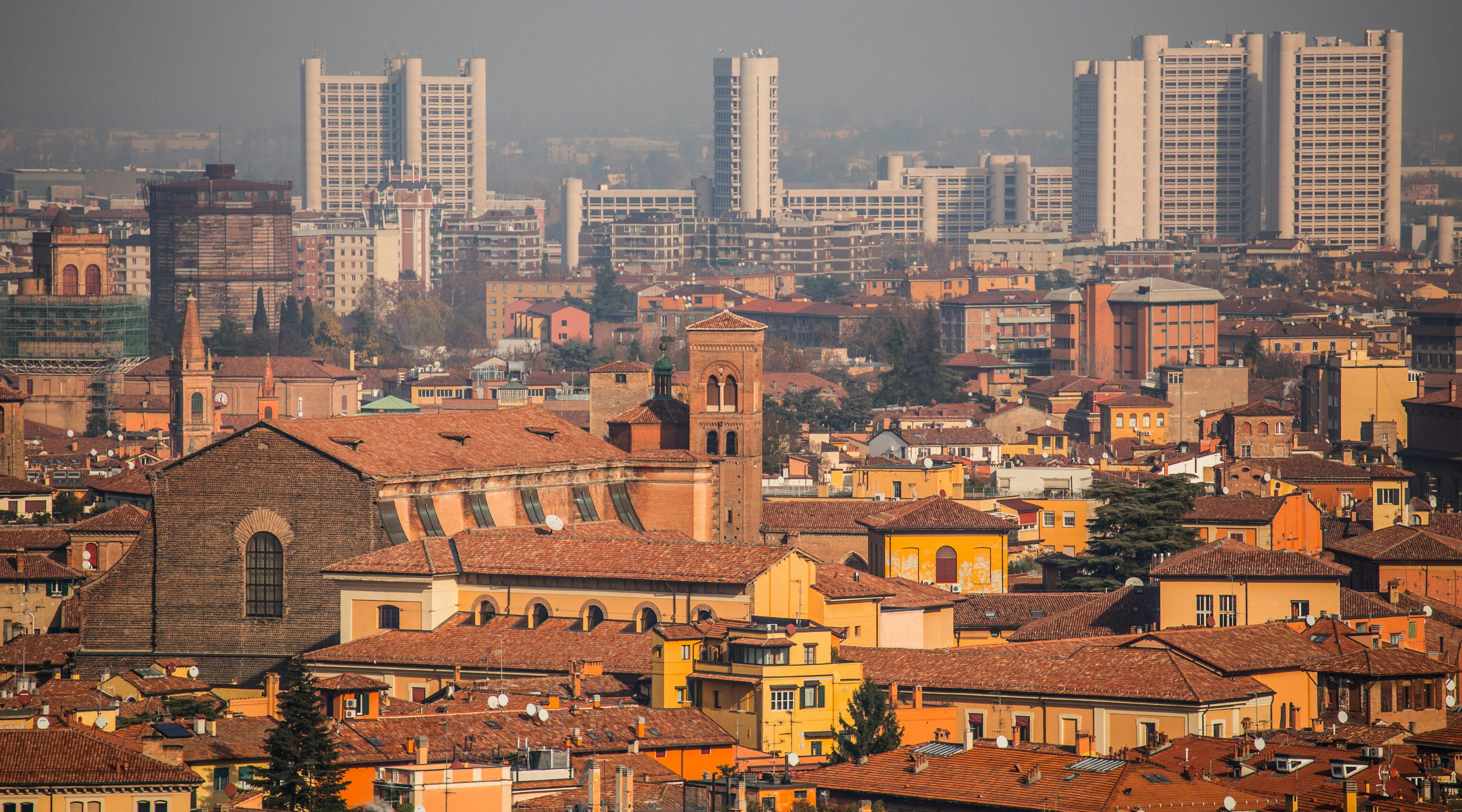 Center of Bologna seen from above