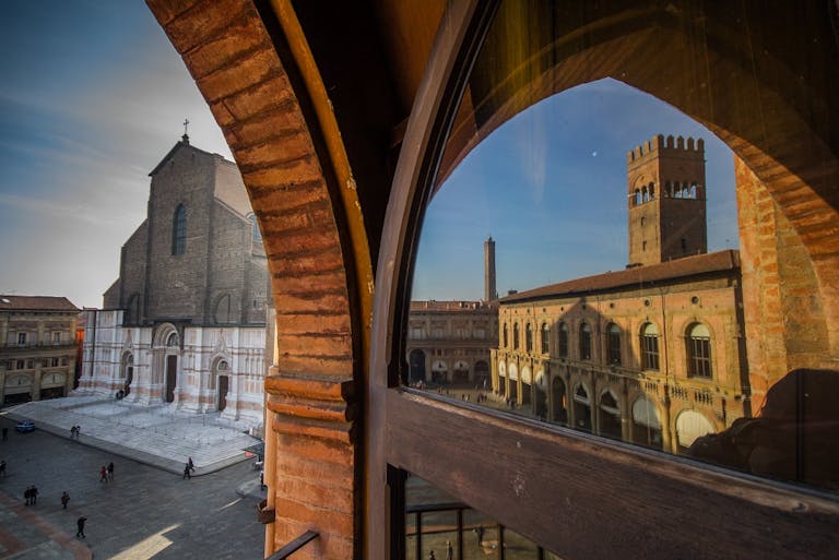 Top view of Piazza Maggiore, Bologna