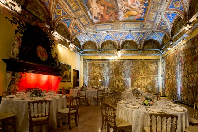 Gala dinner in the frescoed hall, Villa del principe, Genoa
