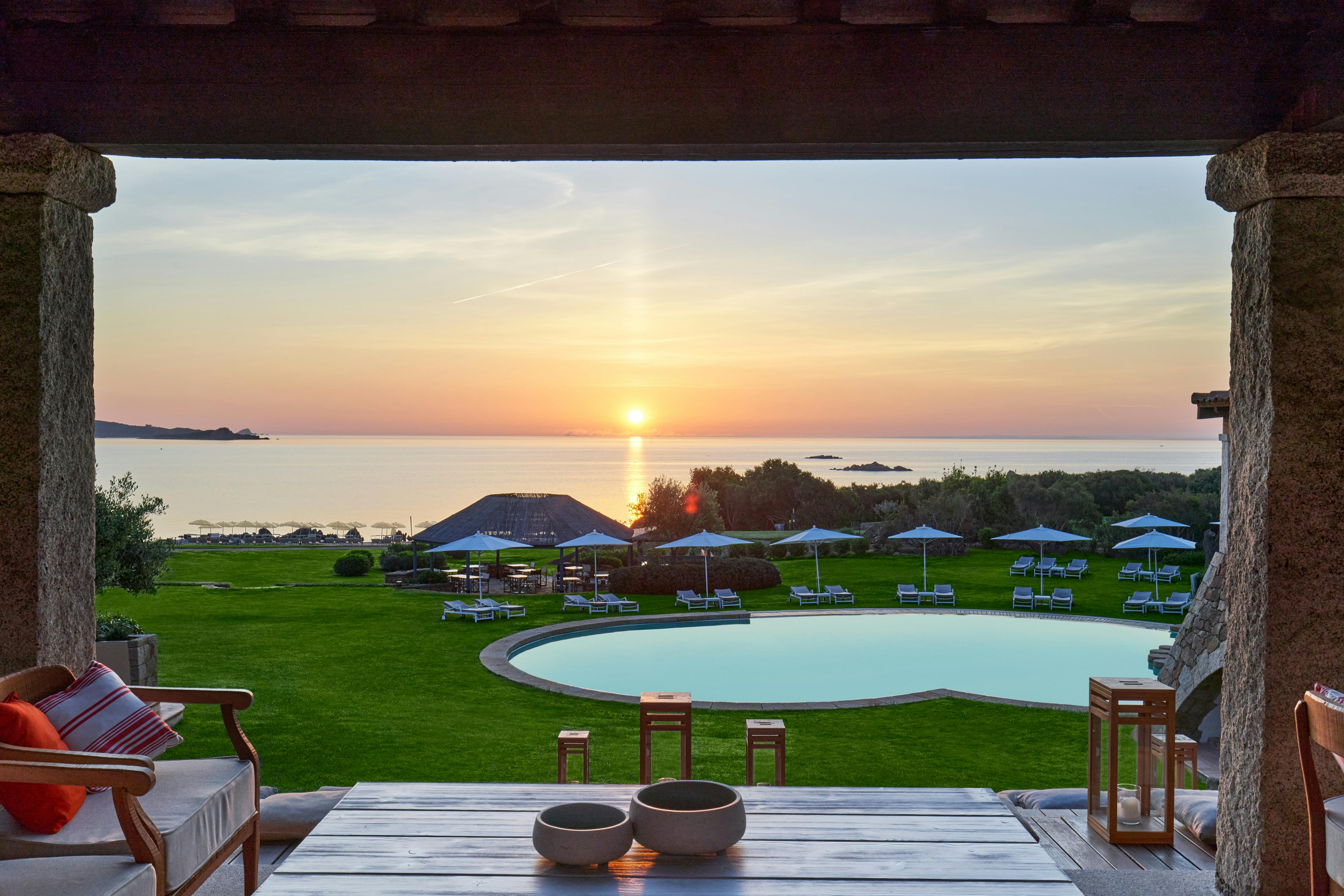 Garden with swimming pool overlooking the sea