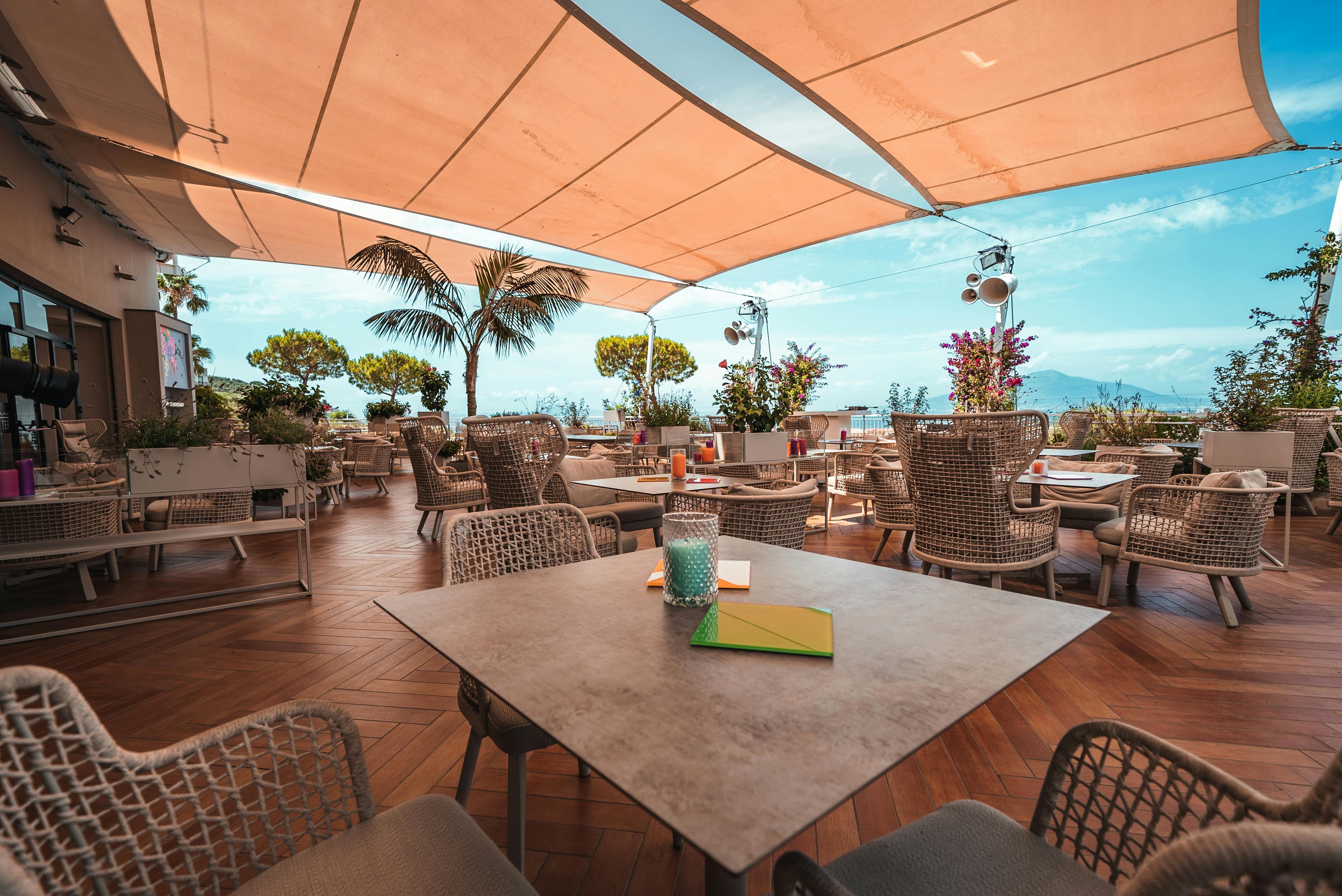 Outdoor terrace with tables