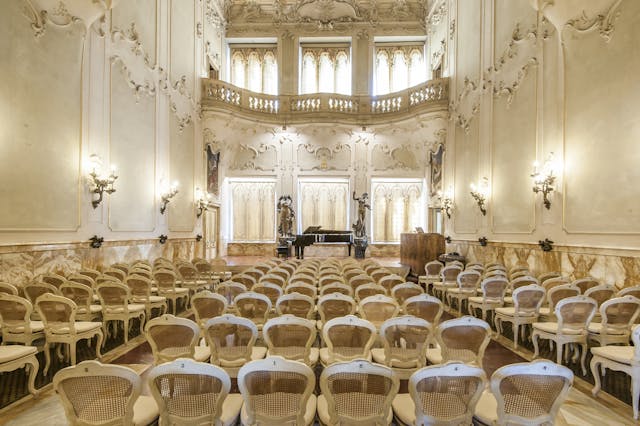 Musical academy with chairs and large room