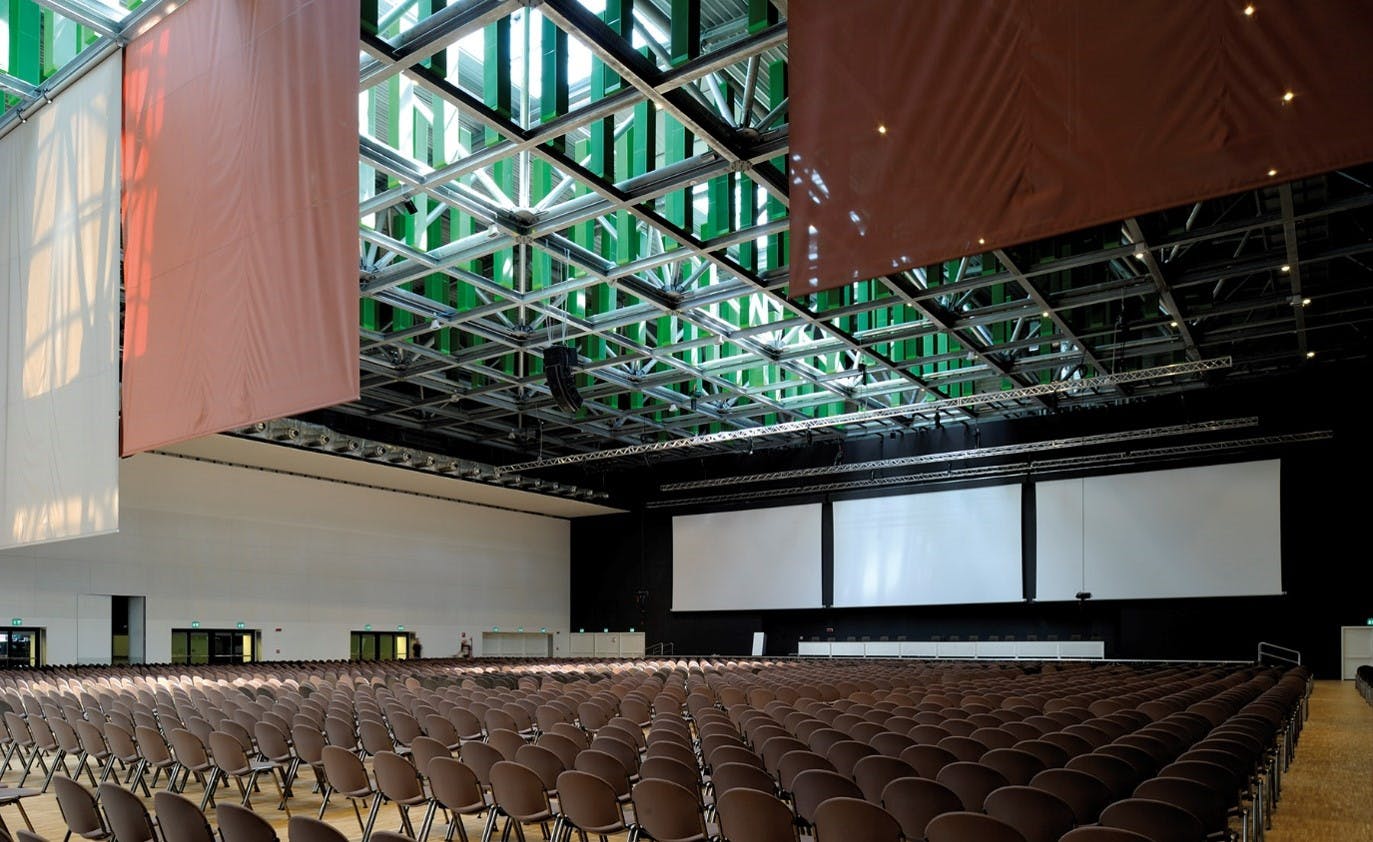 Conference center with brown chairs