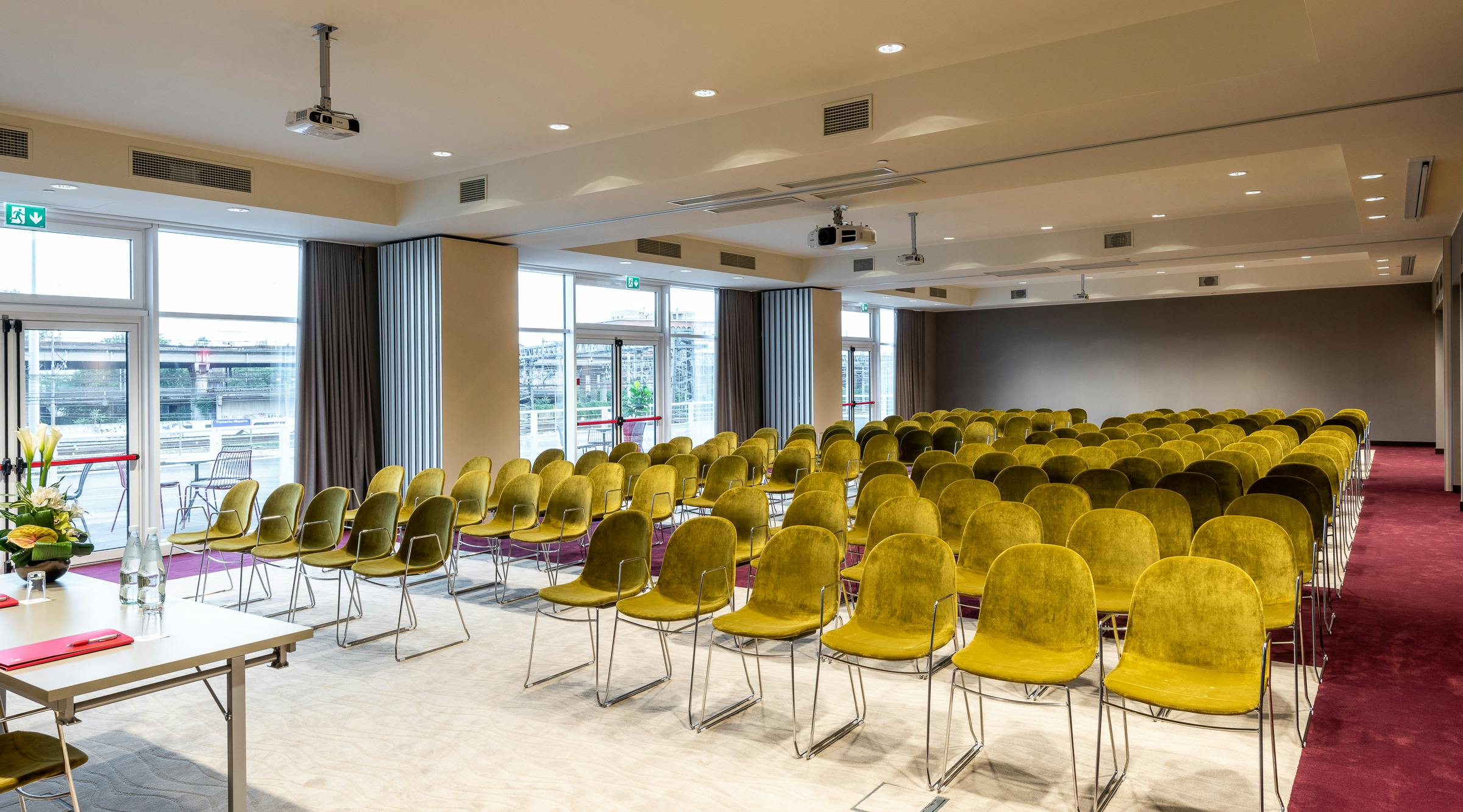 Meeting room with yellow chairs