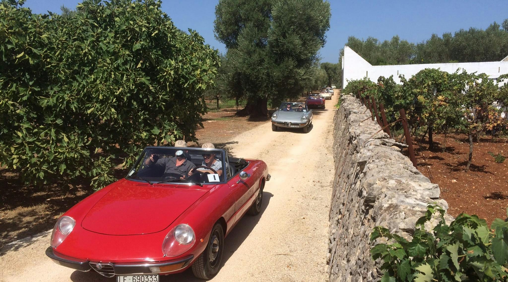 giro con auto d'epoca in campagna